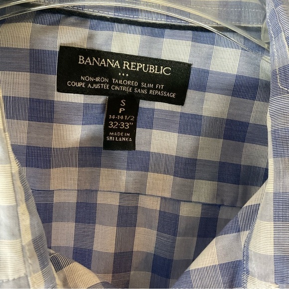 Banana Republic Blue Gingham Western Button Down Shirt Size M-L W, S Mens Cotton - Picture 4 of 11